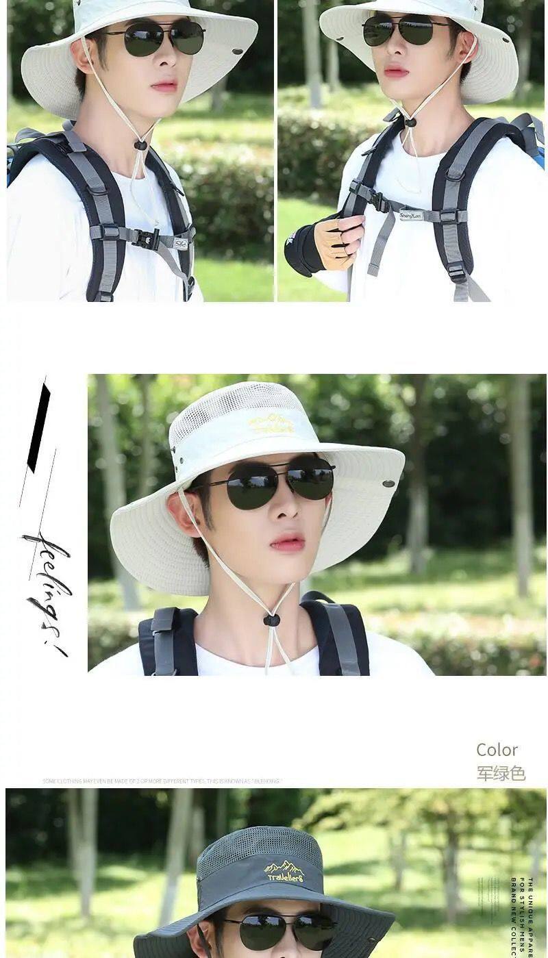 防晒帽子男士钓鱼帽夏季渔夫帽户外登山太阳帽遮脸防紫外线遮阳帽详情3