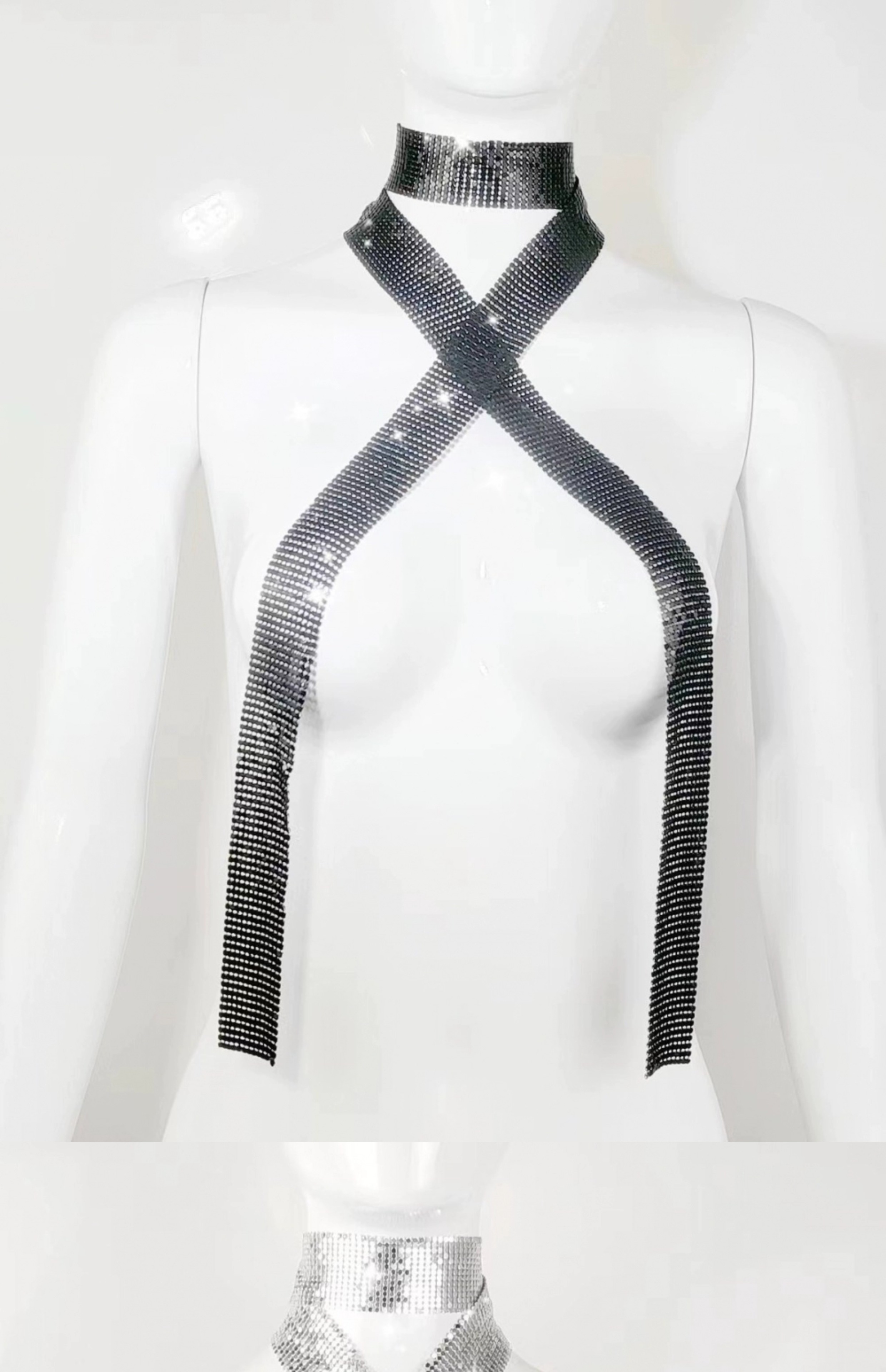 超闪辣妹亮片丝巾气质细长条飘带领巾氛围感拍照颈饰个性新品配饰详情14