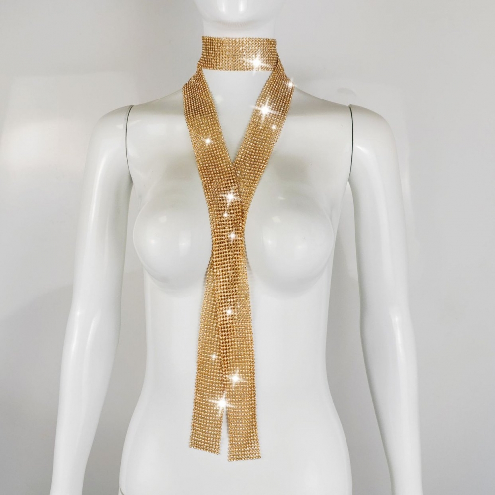 超闪辣妹亮片丝巾气质细长条飘带领巾氛围感拍照颈饰个性新品配饰详情26