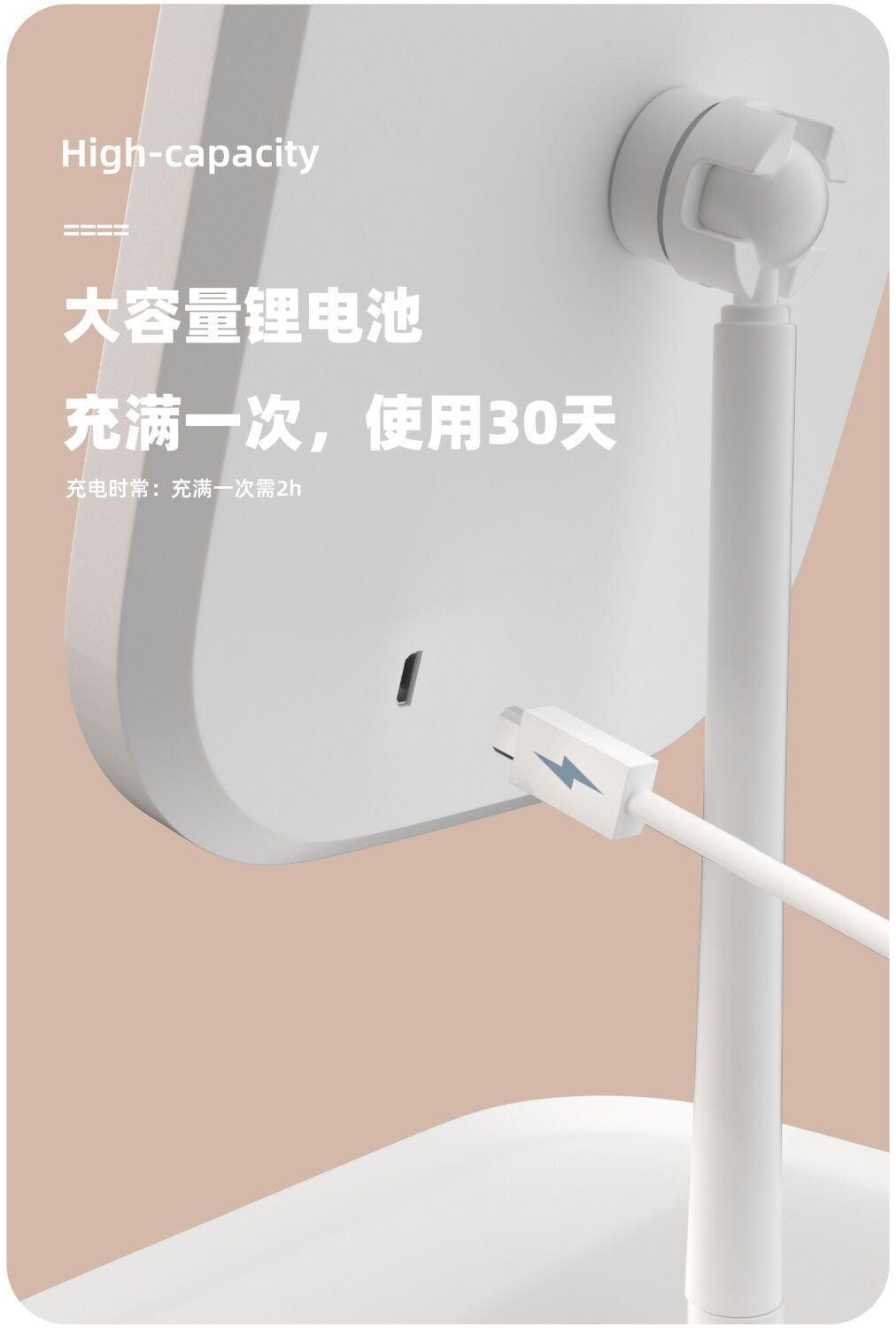 led desktop makeup mirror with light, bedroom dressing table, student dormitory desktop, plastic storage, home and household mirror pic 14