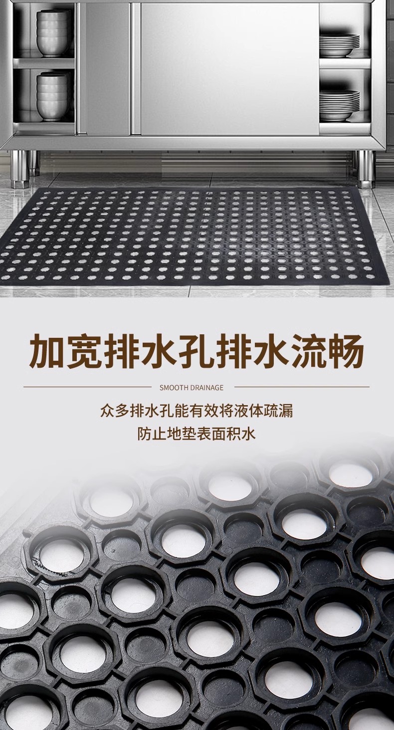 橡胶脚垫公厕吧台防滑垫黑胶镂空垫防油垫子网格耐用地垫餐厅加厚详情4