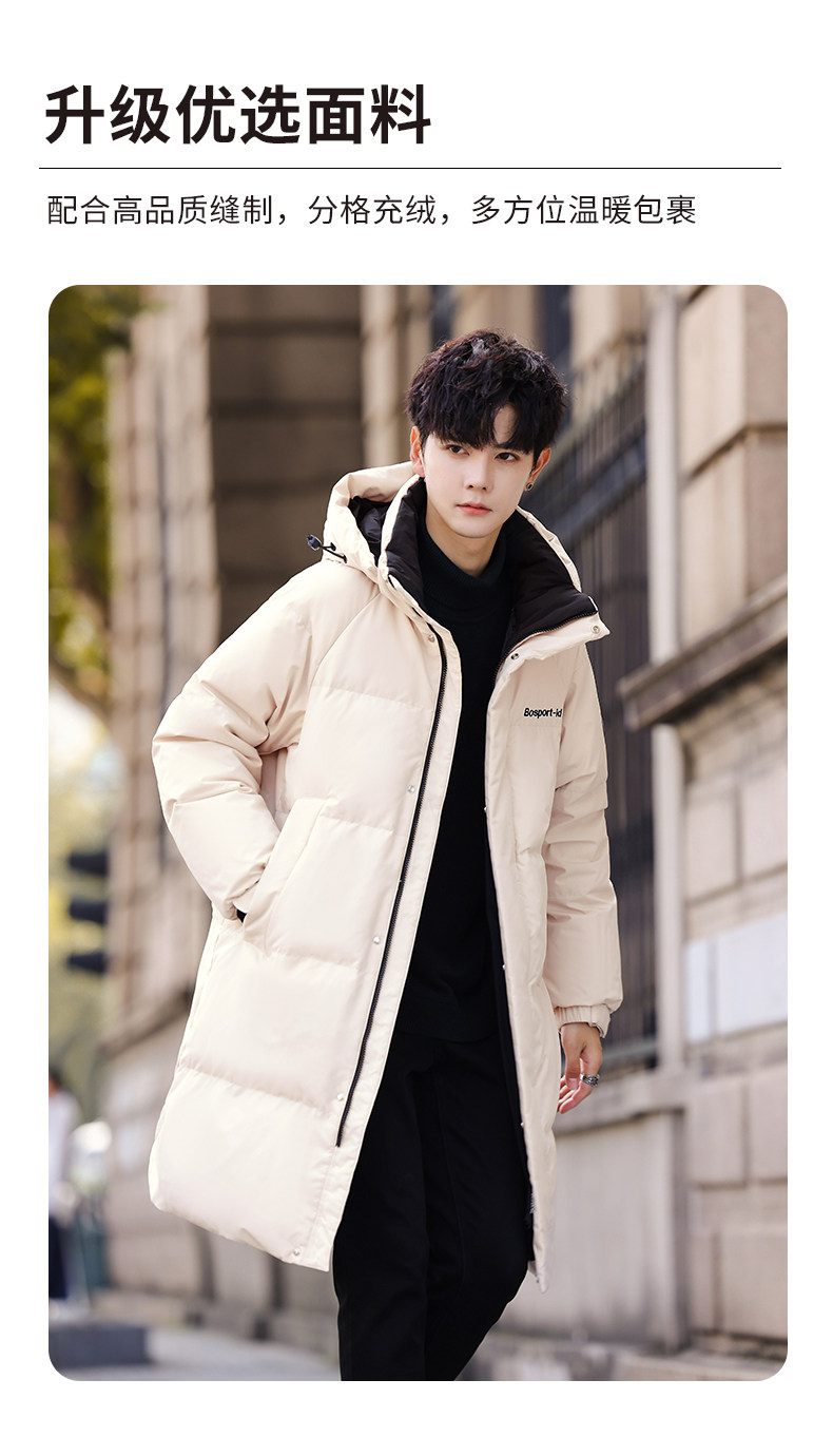 正品羽绒服男中长款2025冬季新款时尚显瘦加厚保暖白鸭绒连帽外套详情2