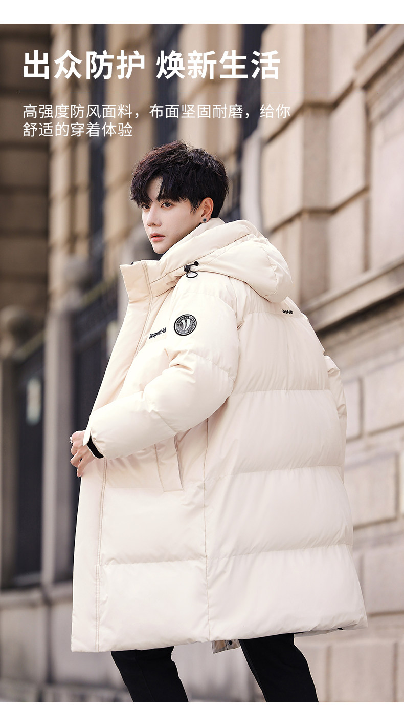 正品羽绒服男中长款2025冬季新款时尚显瘦加厚保暖白鸭绒连帽外套详情1