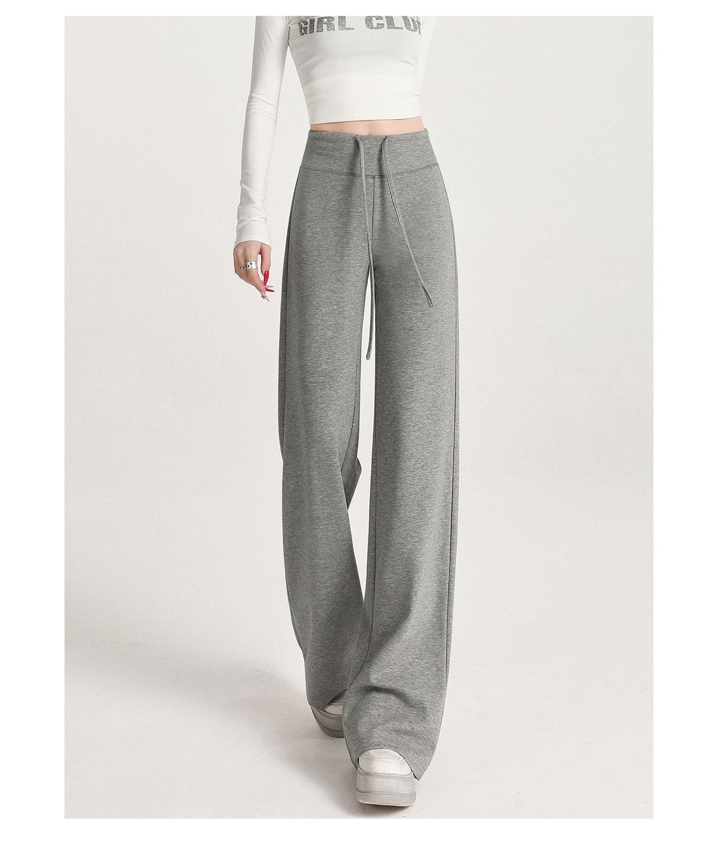 高级感秋冬阔腿裤垂感宽松慵懒风加绒瑜伽裤高腰直筒云朵软糖裤运动户外涉水垂钓用品详情28