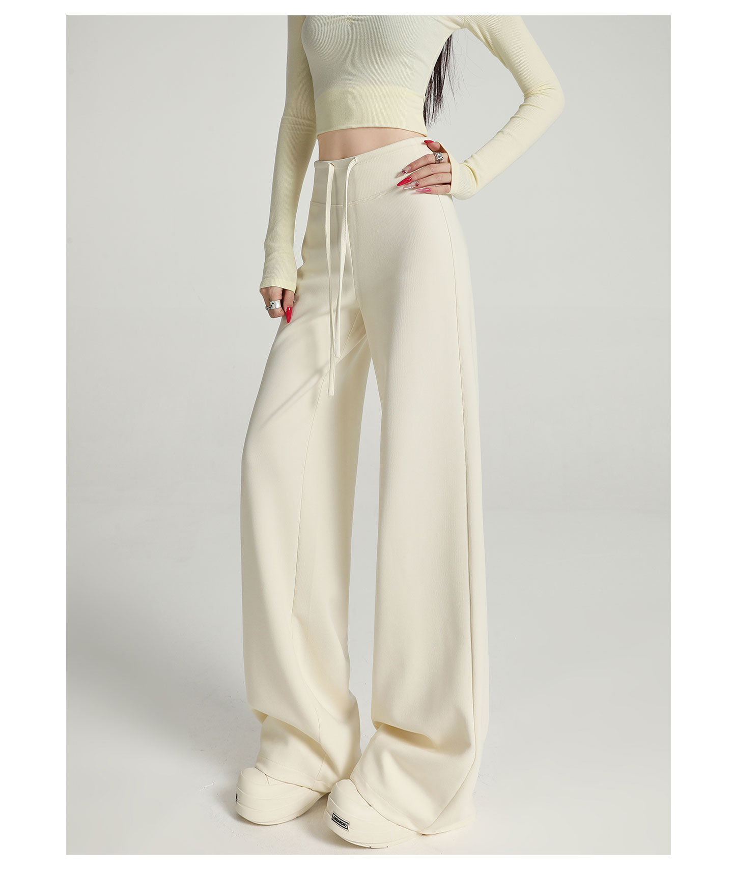 高级感秋冬阔腿裤垂感宽松慵懒风加绒瑜伽裤高腰直筒云朵软糖裤运动户外涉水垂钓用品详情27