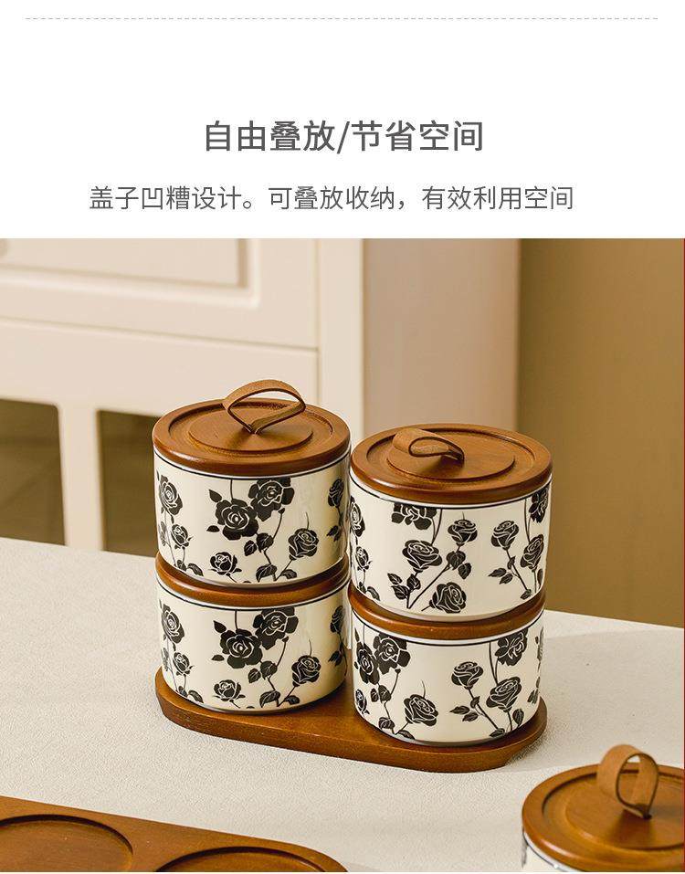 黑玫瑰陶瓷密封罐茶叶罐子小罐家用收纳罐咖啡豆罐法式储物罐糖罐详情3