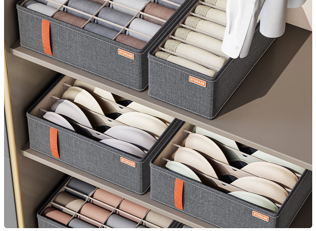 袜子收纳盒家用分隔内衣内裤多格整理盒抽屉式收纳神器分格储物盒详情25