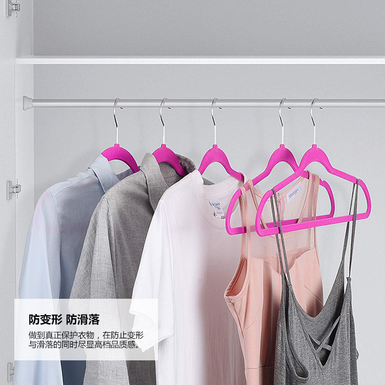 出口植绒衣架45cm男装西装大衣家用无痕衣挂衣撑衣柜防滑衣架大号详情5