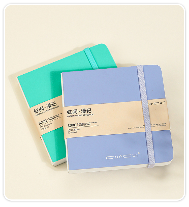 悦声300g半棉水彩小方本文创豆豆本丙烯麦克笔摸鱼本细纹迷你可携式绘画 画本正方形素描本手账口袋空白画 画画 画本30张详情18