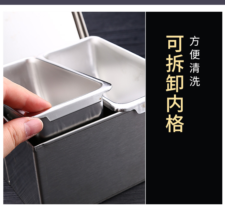 不锈钢调料盒翻盖调味盒带盖家用厨房收纳饭店冰粉配料盒配菜商用详情6