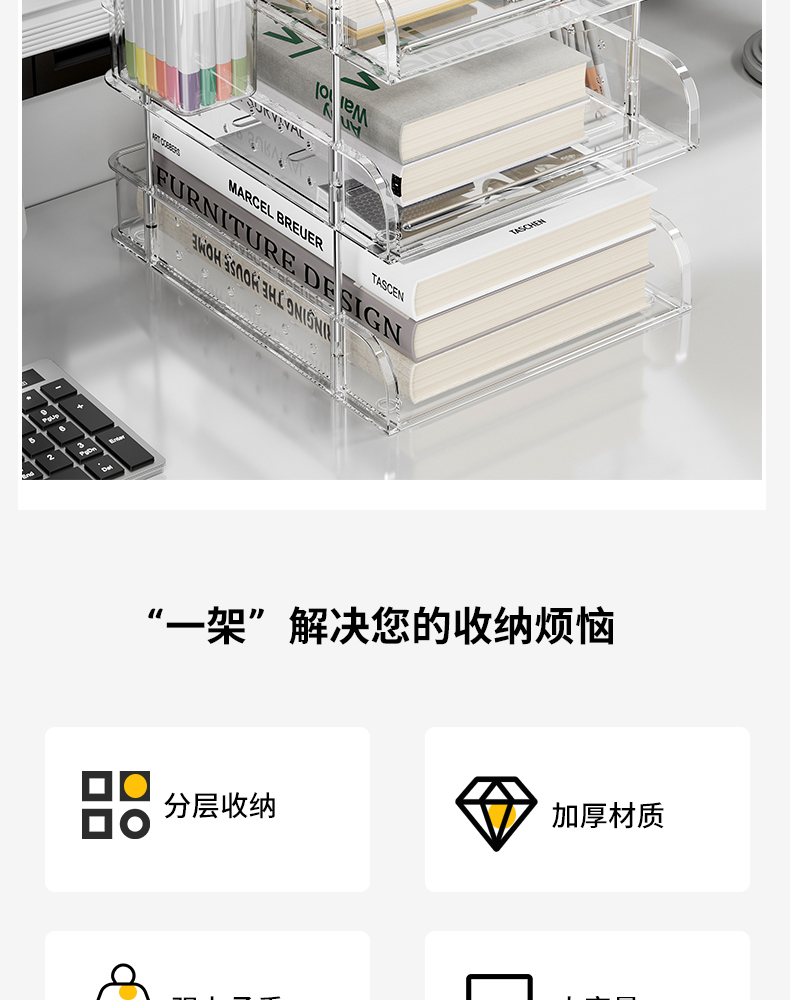 妙立桌面洞洞板收纳盒书桌学生笔筒置物架化妆品梳妆台多功能整理详情3