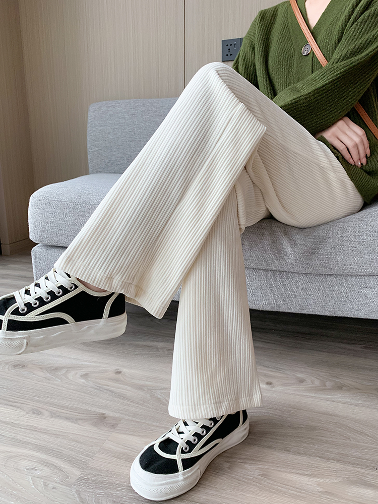 Chenille wide-leg women's 2022 Autumn/Winter new style fleece and thickened high-waisted, drape casual corduroy straight-leg pants Application Scenario
