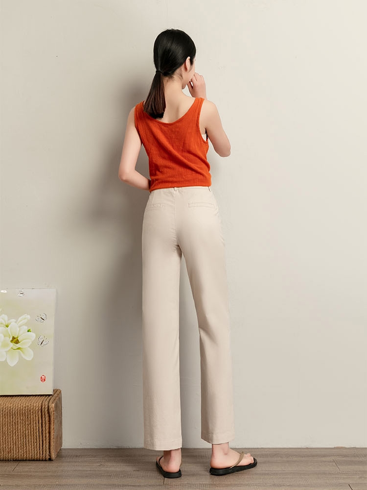 2022 Popular women's summer pants: Thin cotton and linen straight-leg pants, women's casual pants, loose and slimming, high-waisted nine-inch pants, long pants Application Scenario