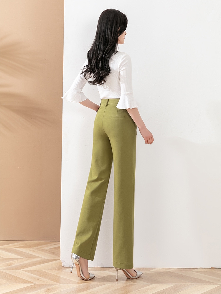 Factory direct sales of high-quality twill cotton straight-leg women's pants, spring casual style suit pants, 2022 new high-waisted wide-leg long pants Item Picture