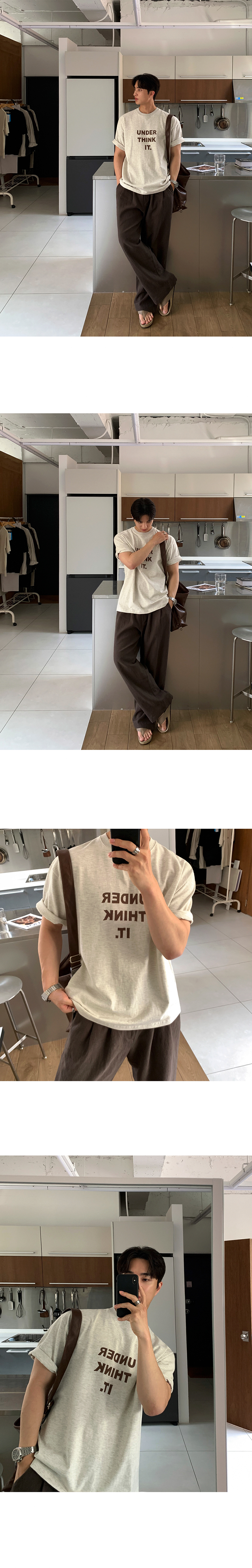 MYQ高级感字母印花T恤男士夏季宽松圆领短袖韩系通勤风半袖上衣 pic 6