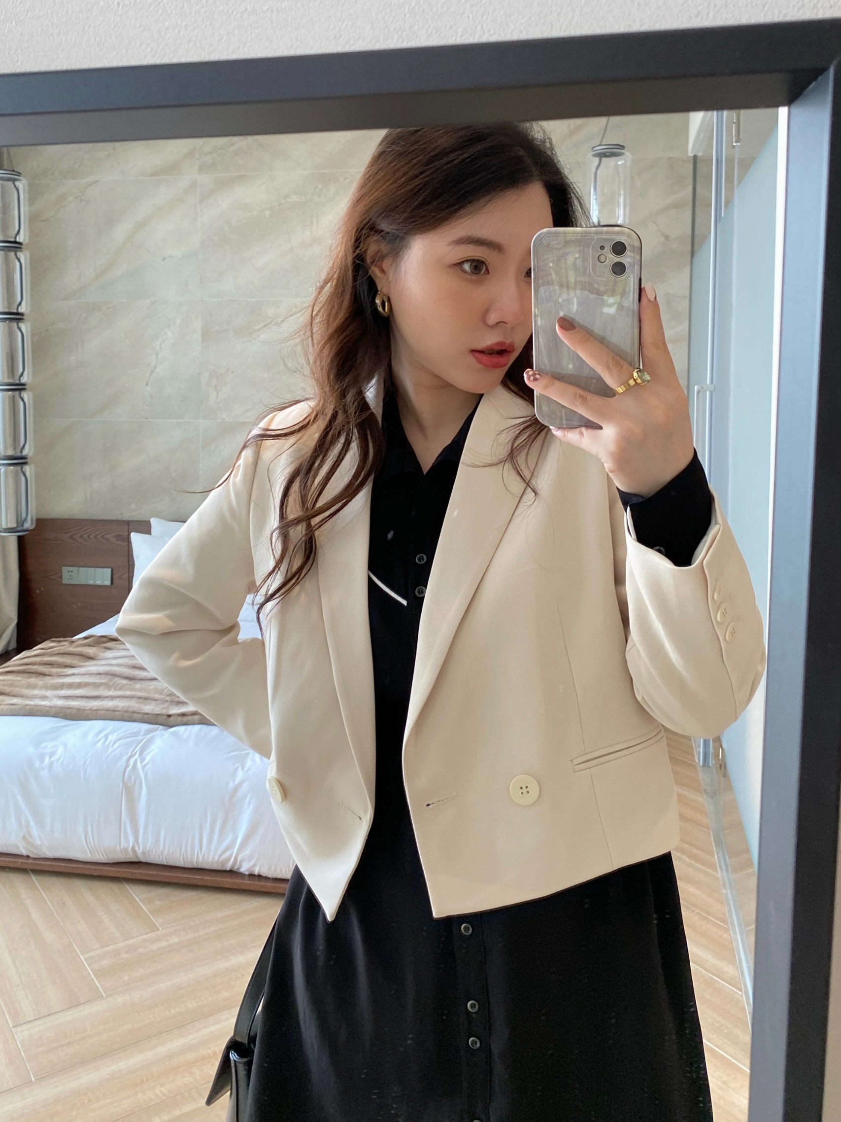 JML Ginger and wheat grain three-color textured short suit, ins fashionable style, slimming and elegant, commuting and fair quality Application Scenario