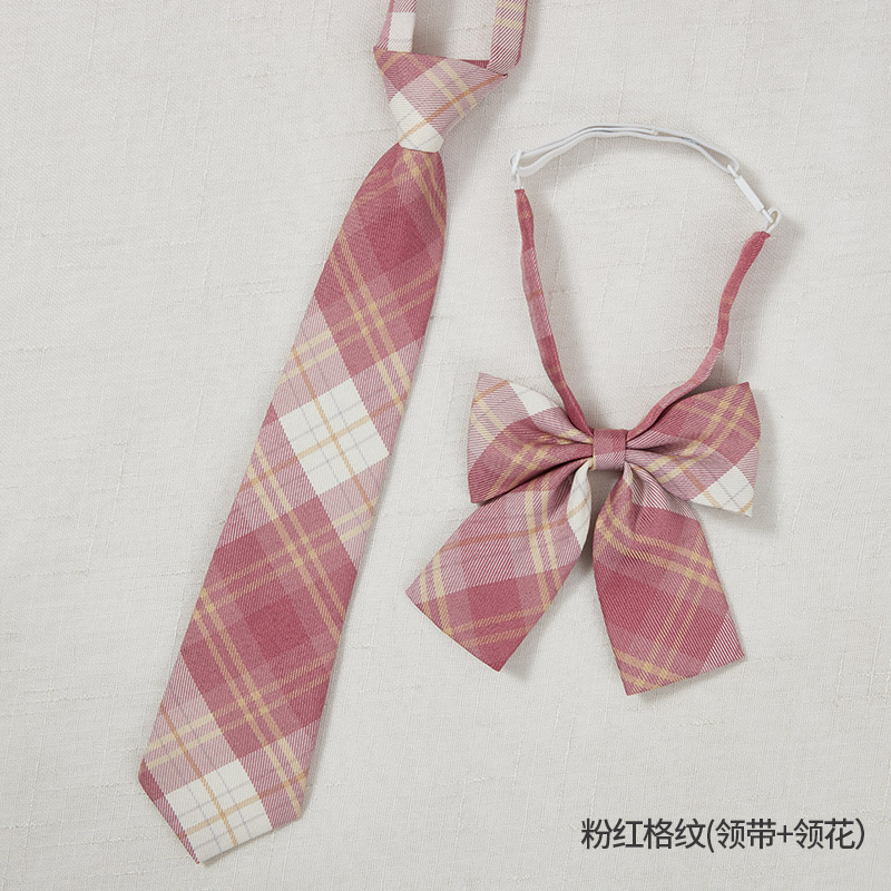 免打领带小韩版女式学院风领花JK制服酒红蝴蝶结水手服免打领结详情12