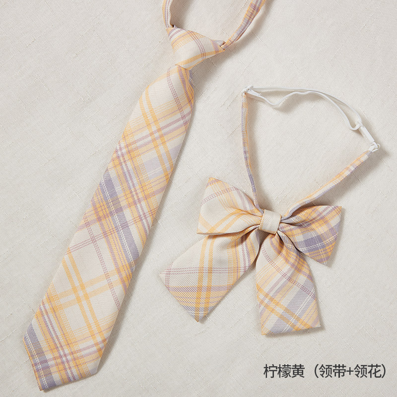 免打领带小韩版女式学院风领花JK制服酒红蝴蝶结水手服免打领结详情6