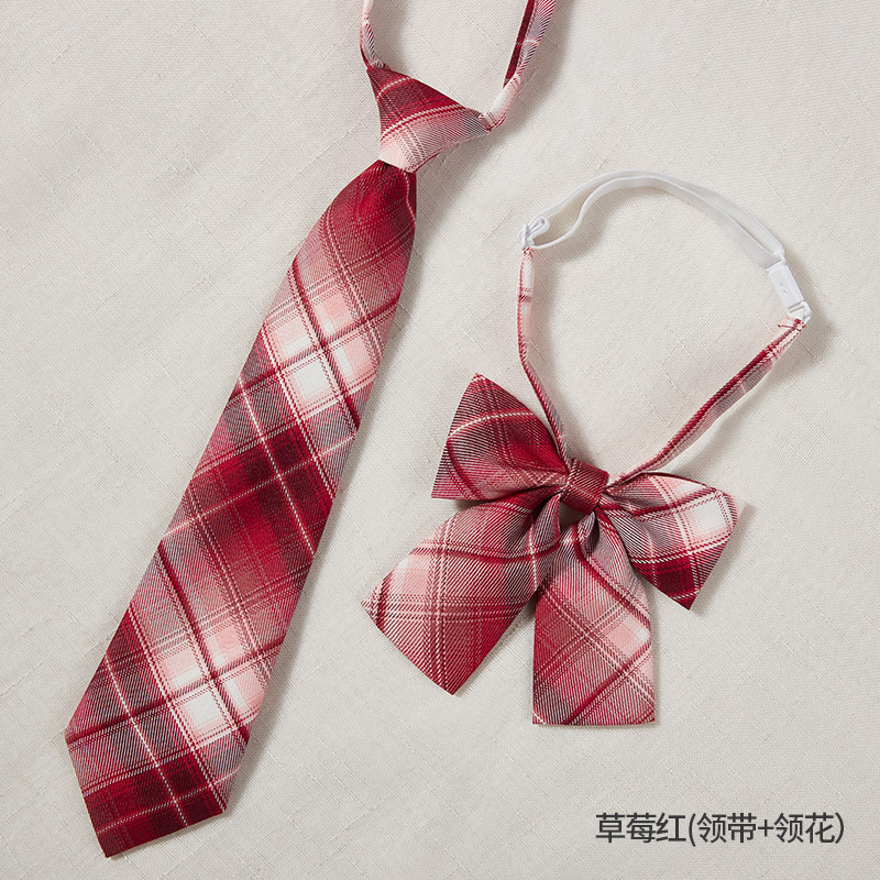 免打领带小韩版女式学院风领花JK制服酒红蝴蝶结水手服免打领结详情2