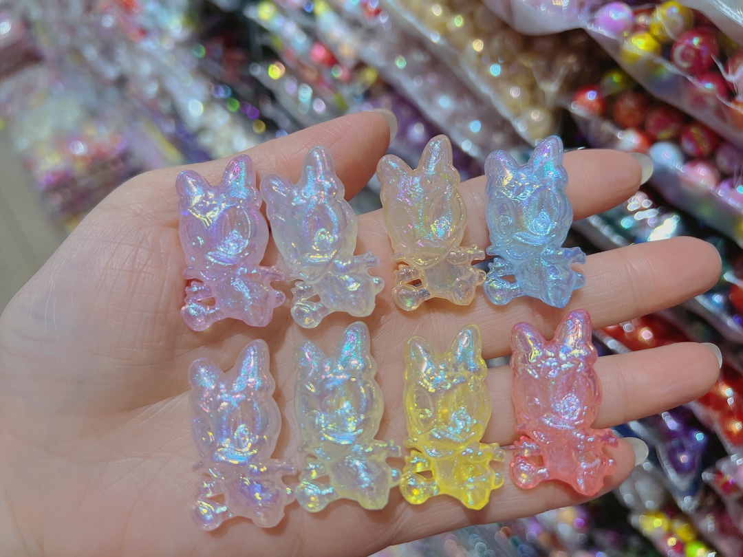 亚克力人鱼姬夜光竖孔UV镀彩唐老鸭串珠DIY饰品手机链串珠笔车挂详情4