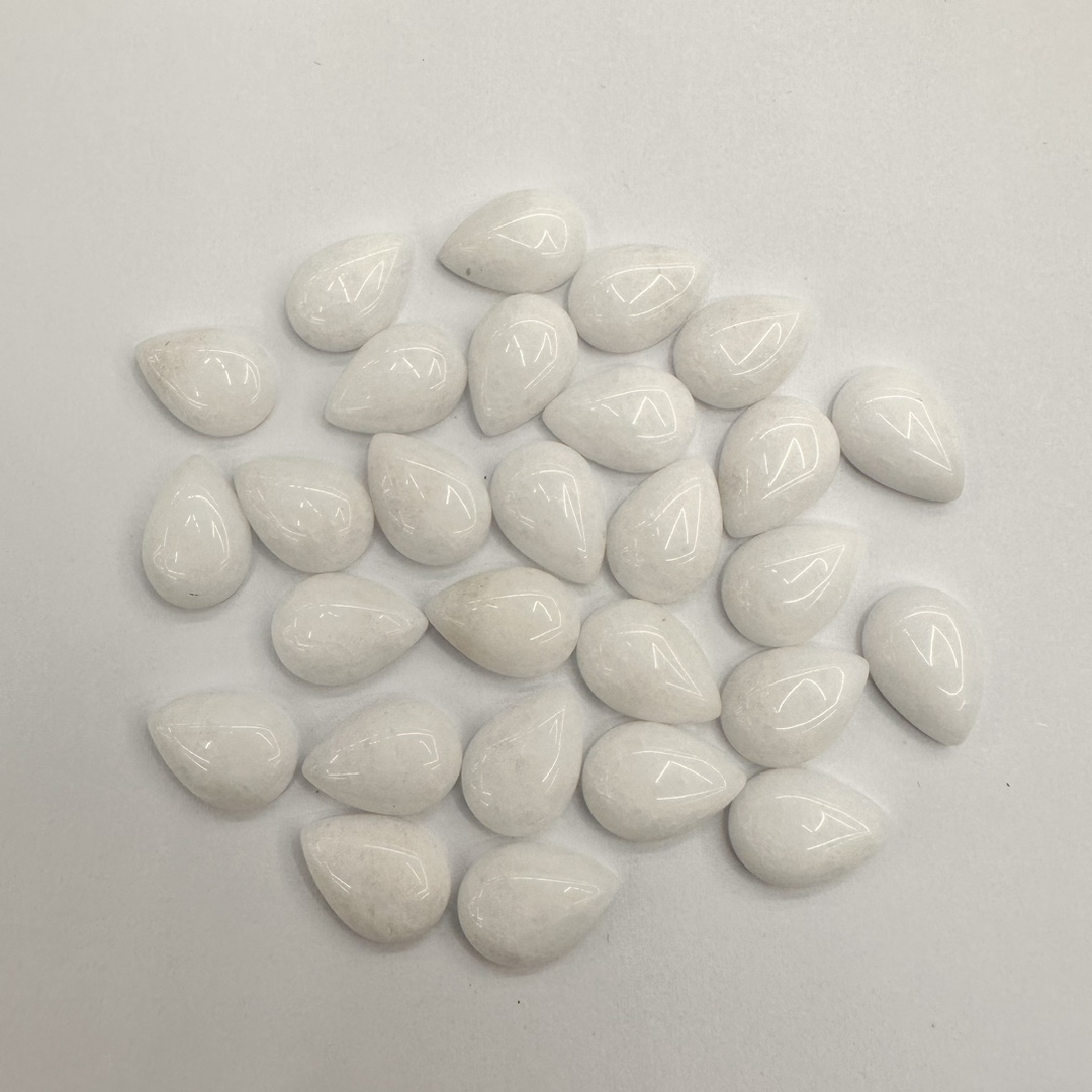 The manufacturer is selling a new type of white jade bare stone water drop ring face flat-bottomed inlaid patch necklace diy jewelry accessories wholesale Specification image