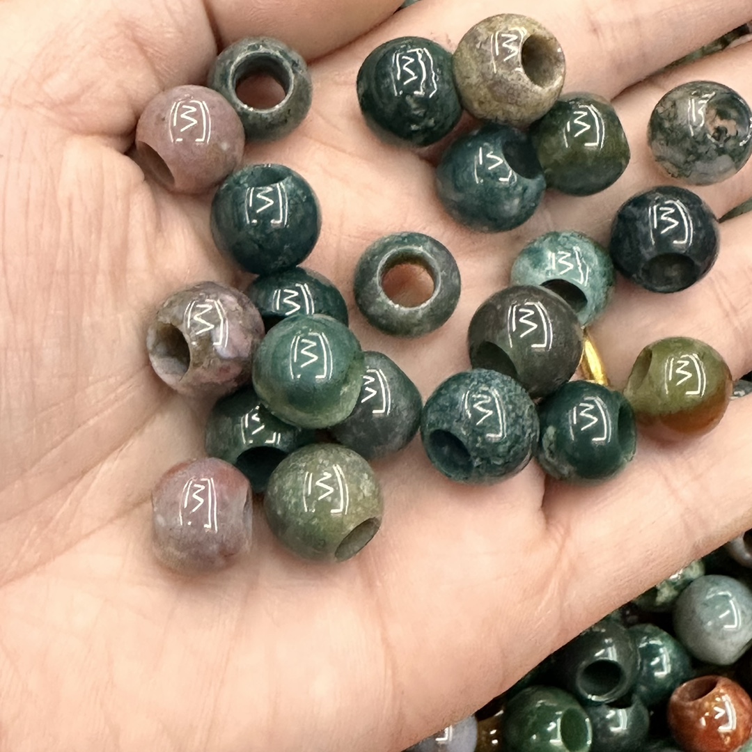 Factory direct sales and wholesale of 12mm natural stone large-hole round beads, European and American fashionable agate stone bracelets, earrings and pendants details Picture