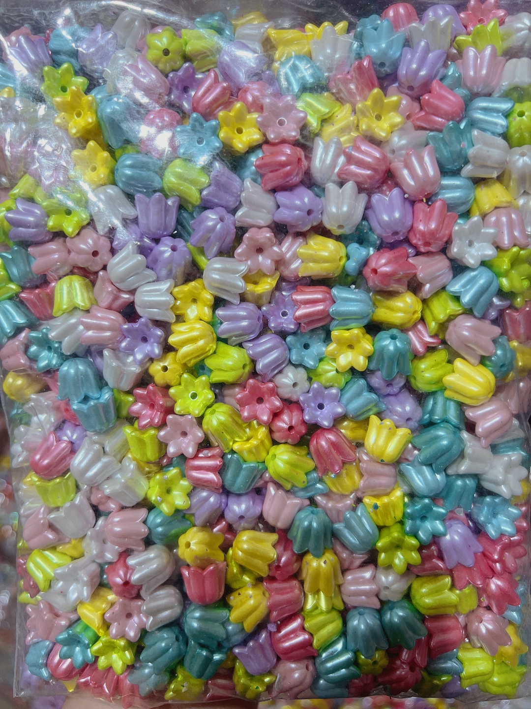 亚克力珍珠铃兰花朵珠光幻彩色DIY饰品串珠手链发夹头饰散珠配件详情2