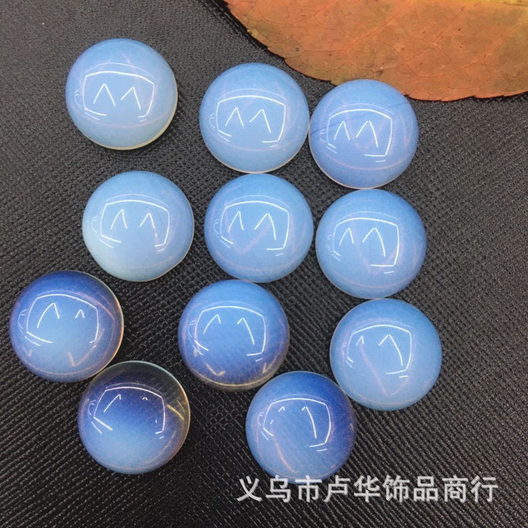 Cross-border direct sales of opal round ring face, European and American fashionable agate rough stone semi-precious stone jewelry accessories wholesale Specification image