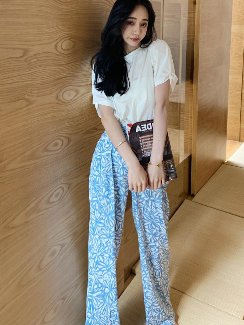 Wide-leg pants for women with high waists and a sense of dryness, a new summer style of thin ice silk chiffon straight-leg slimming casual long pants, floor-length pants Item Picture