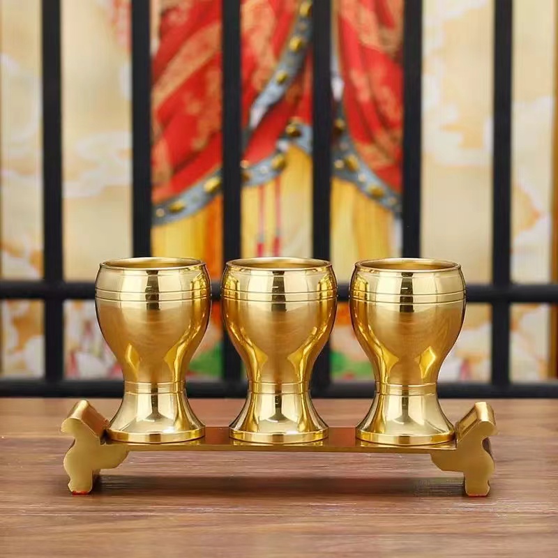 纯铜酒杯茶杯供水杯道家符水杯铜杯供佛仙家祖先佛堂摆件观音水杯详情4