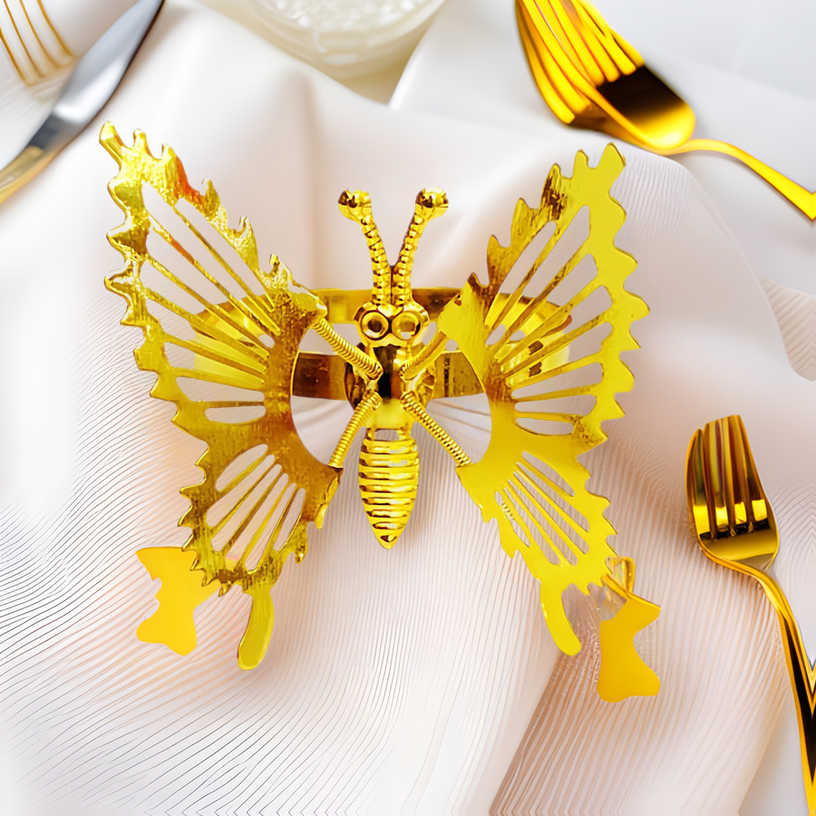 Direct sales from the manufacturer of moving butterfly spring cross-border napkin rings for hotel wedding table setting, napkin buttons and napkin rings