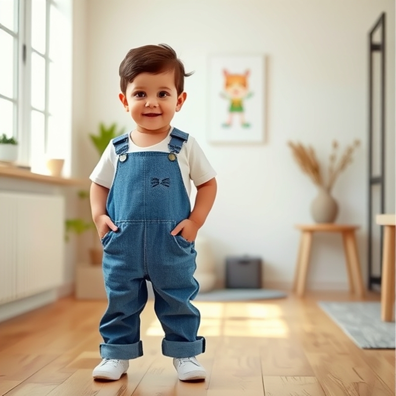 女宝宝背带裤儿童牛仔春秋兔子耳朵男女可爱休闲裤长裤婴儿裤子