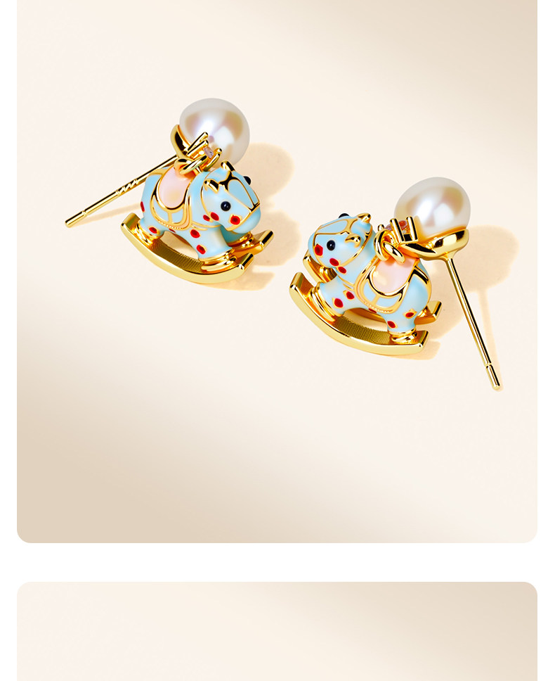 马上有好运 小马耳钉2026本命年吉祥马天然淡水珍珠耳环马上有钱耳环新年过年可爱耳饰女详情15