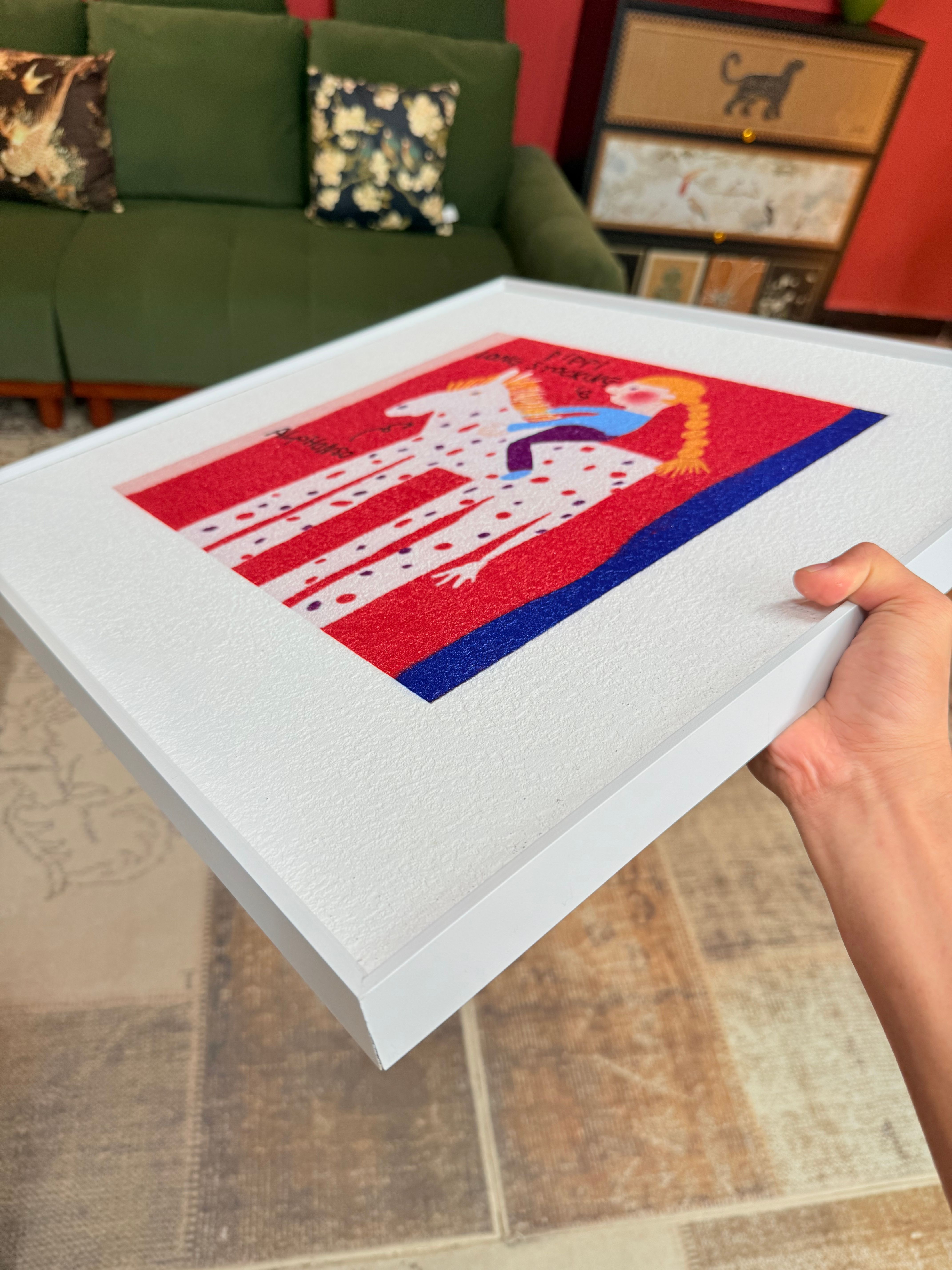 抽象多巴胺骑马女孩卧室装饰画 画饭厅卧室挂画 画D031小众装饰画 画5050详情4