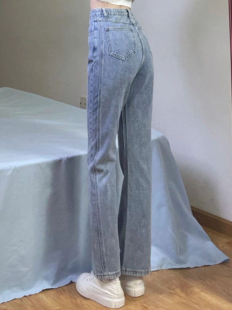 Micro flared jeans, women's high street ins trendy Spring and autumn new high-waisted straight-leg pants, American vibe style pants details Picture