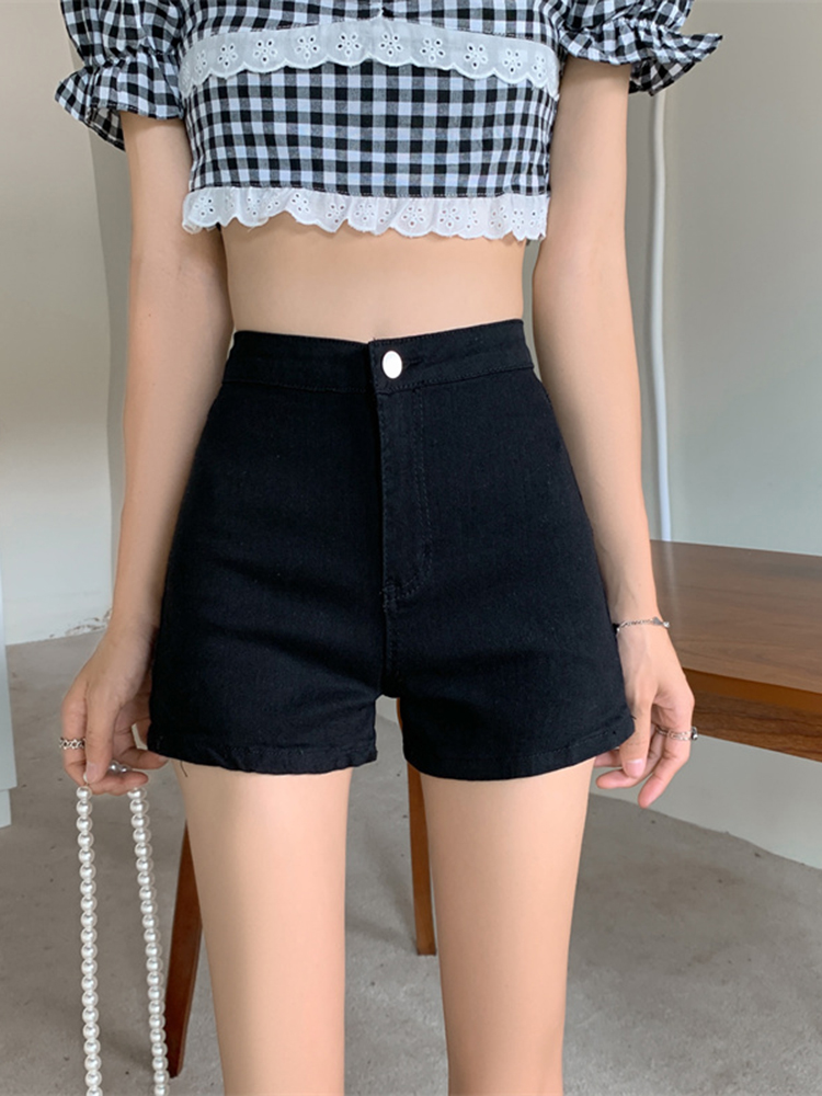 Hot Girl denim A-line shorts for children's summer, 2022 new high-waisted straight-leg petite black hot pants trend Application Scenario