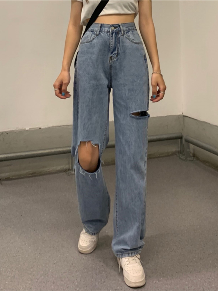 破洞牛仔裤夏细节图