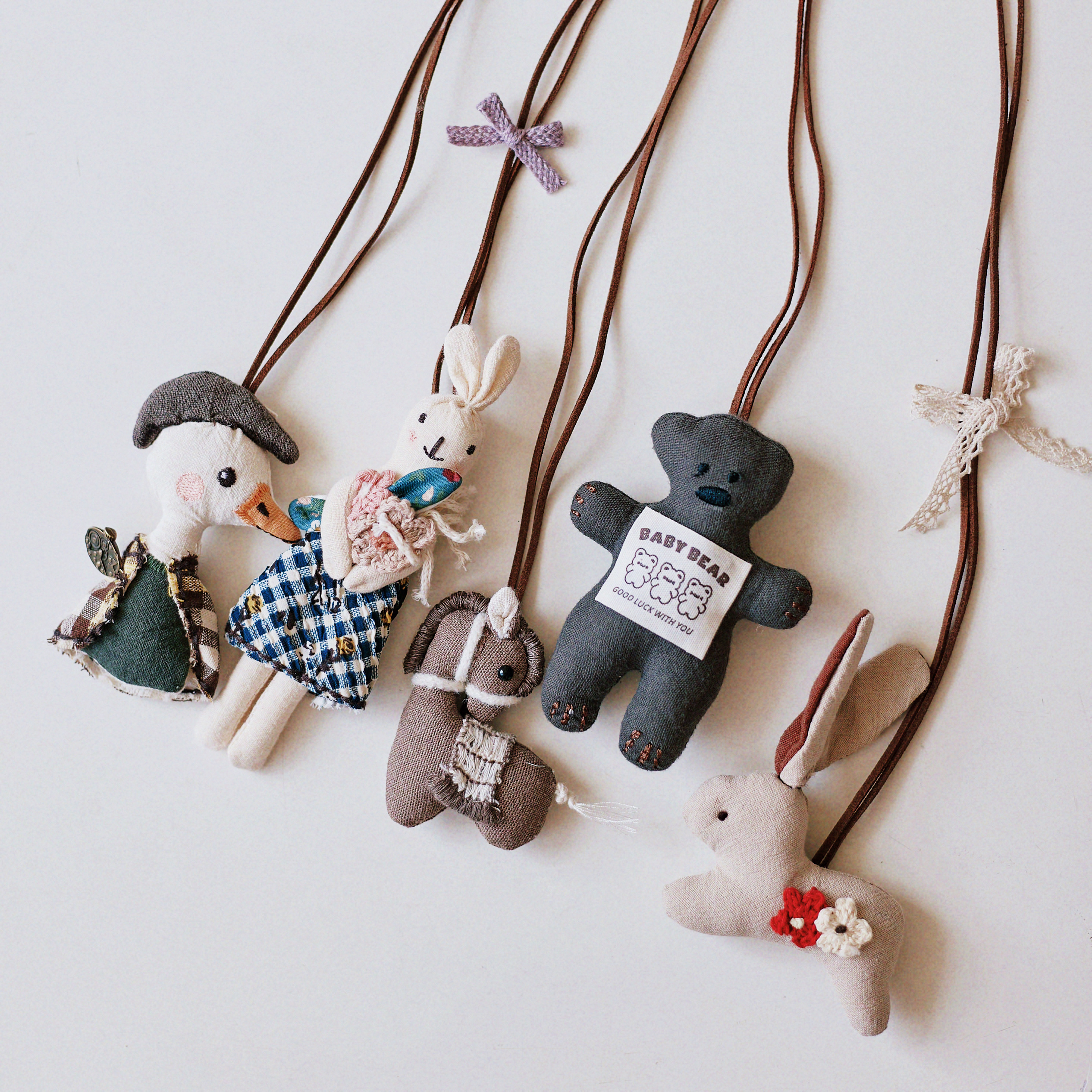 森系布艺项炼 小清新可爱减龄女长款挂脖配饰 小动物覆古挂绳装饰新飞塑胶详情3