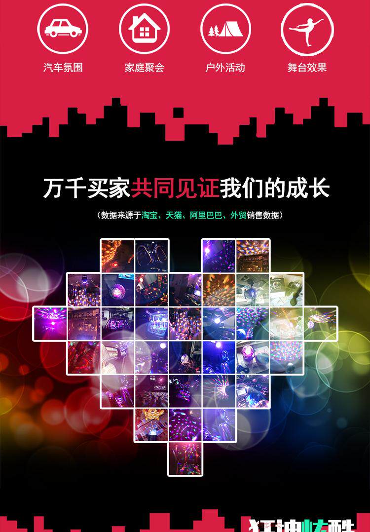 汽车二代DJ灯 车内七彩气氛灯 LED音乐节奏灯 车载氛围灯舞台灯具详情2