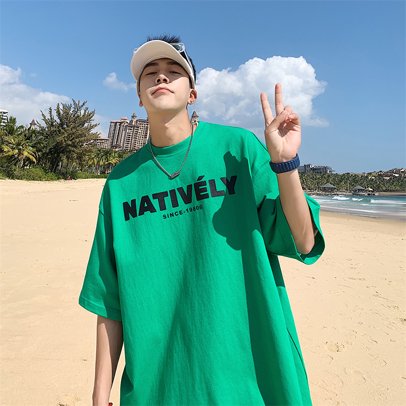 Men's short-sleeved T-shirt, summer oversized trendy and versatile clothing, ins high street streetwear brand American loose half-sleeve Item Picture