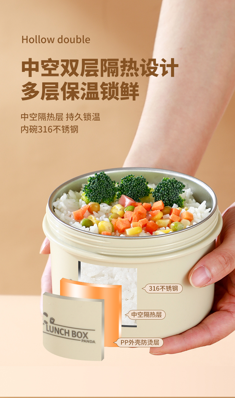 316不锈钢碗微波炉加热汤碗迷你小饭盒学生密封带盖早餐碗食品级详情8