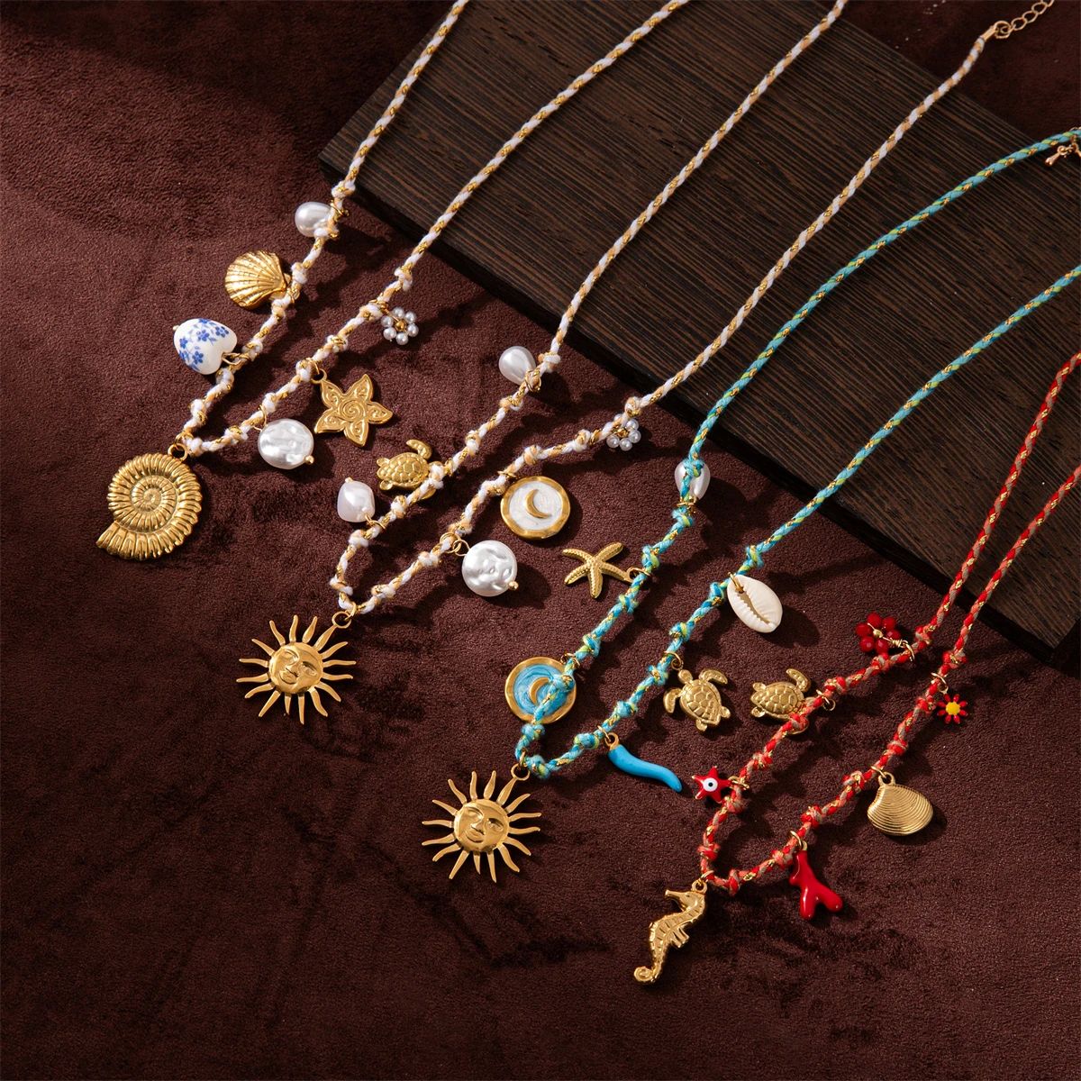 Personalized DIY knotting rope chain starfish turtle pendant pic 4