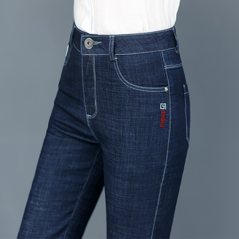 New slim summer jeans for women, high-waisted, petite feet, middle-aged women's pants, mid-length pants for 40-year-old moms Specification image