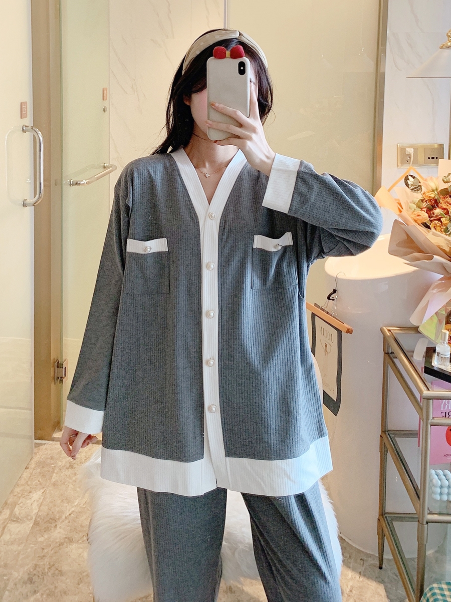 Postpartum clothes, spring and autumn knitted clothes, breastfeeding and lactation home clothes, March 5th summer thin, new mother hospital pajamas for pregnant women, 67 Item Picture