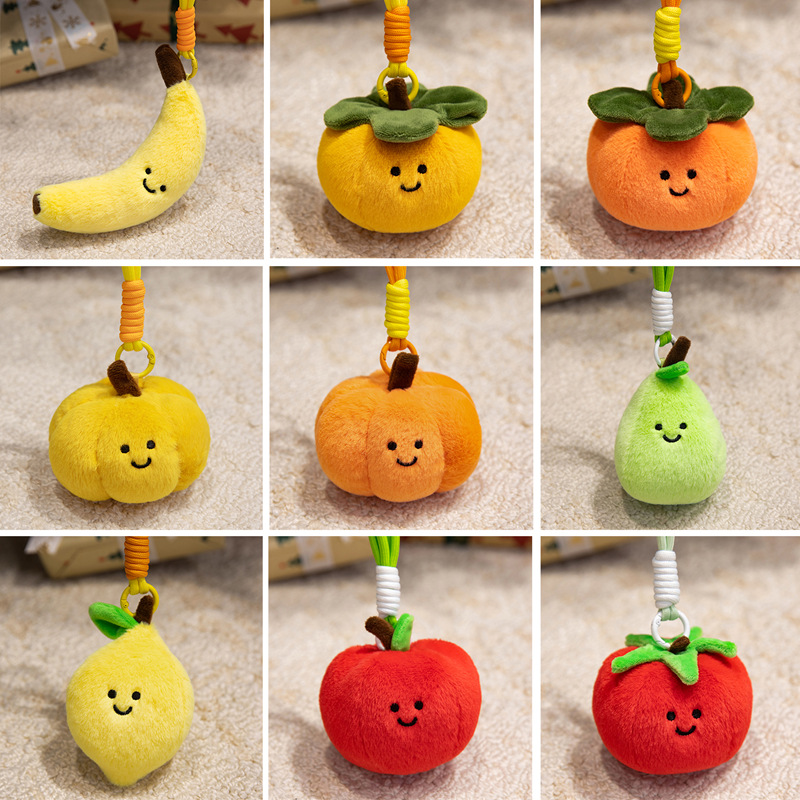 Plush pendants, simulated fruit dolls, cute smiling tomatoes, plush toy bags, hanging decorations, creative toys wholesale pic 11