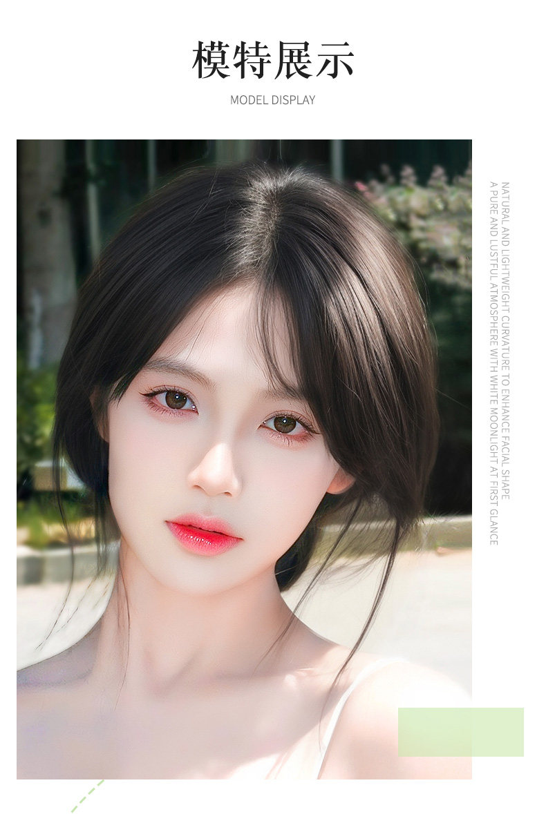 Eight-shaped bangs wig for women, hair replacement on the top of the head, real hair light and thin, air false bangs, high skull top to cover white hair wig pic 52