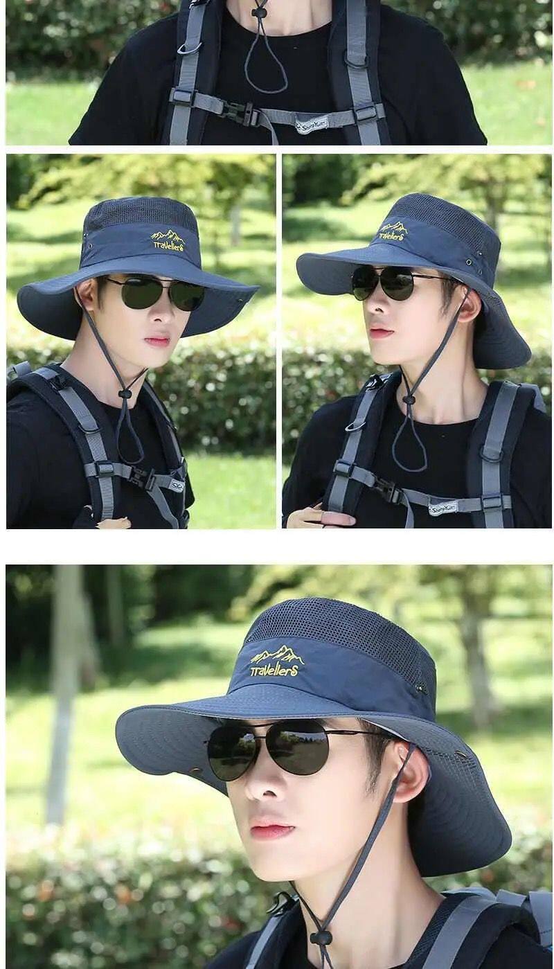 防晒帽子男士钓鱼帽夏季渔夫帽户外登山太阳帽遮脸防紫外线遮阳帽详情7