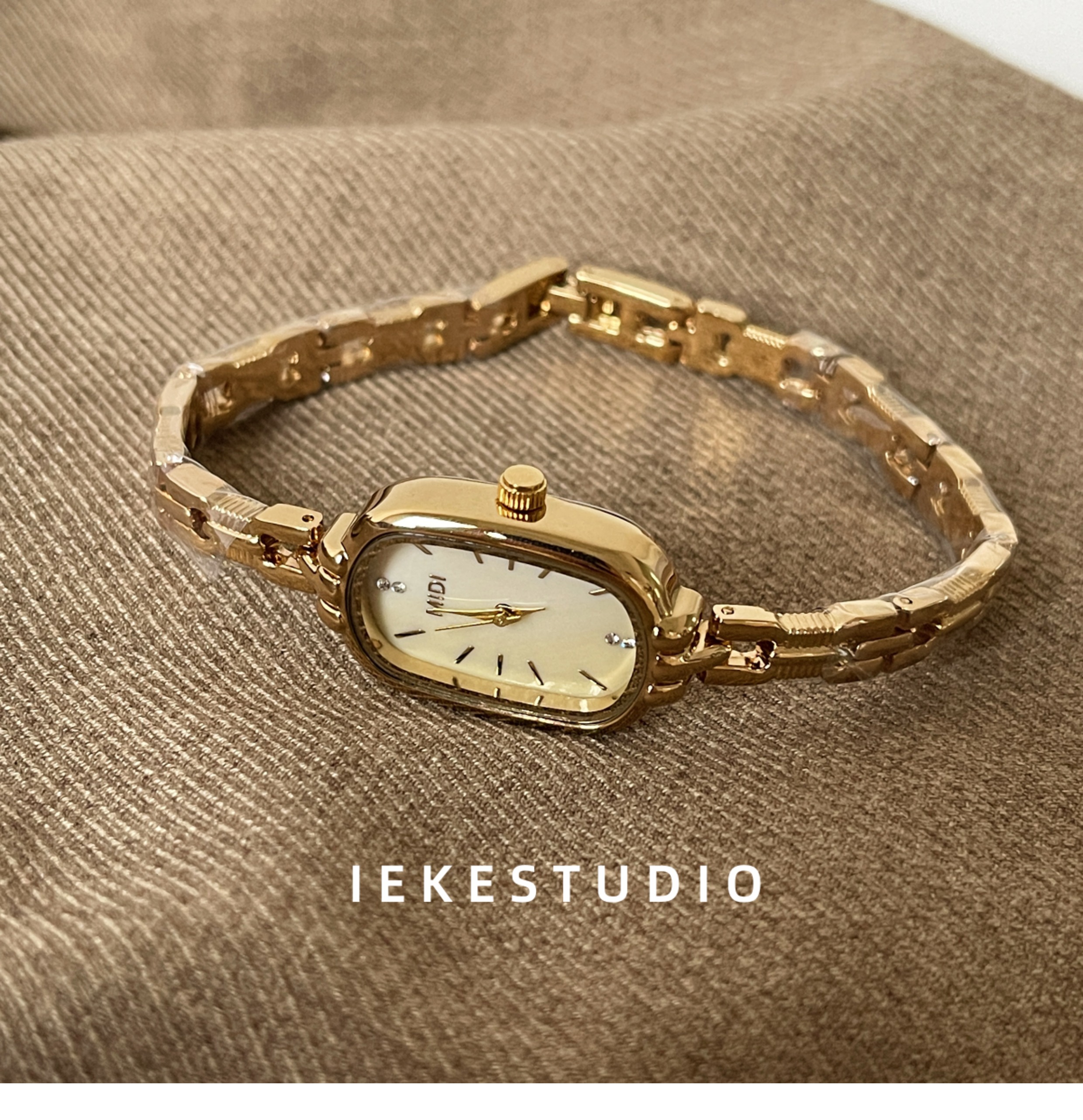 IEKE 中古风高级感时尚气质女士手表时髦复古vintage精致石英表详情11