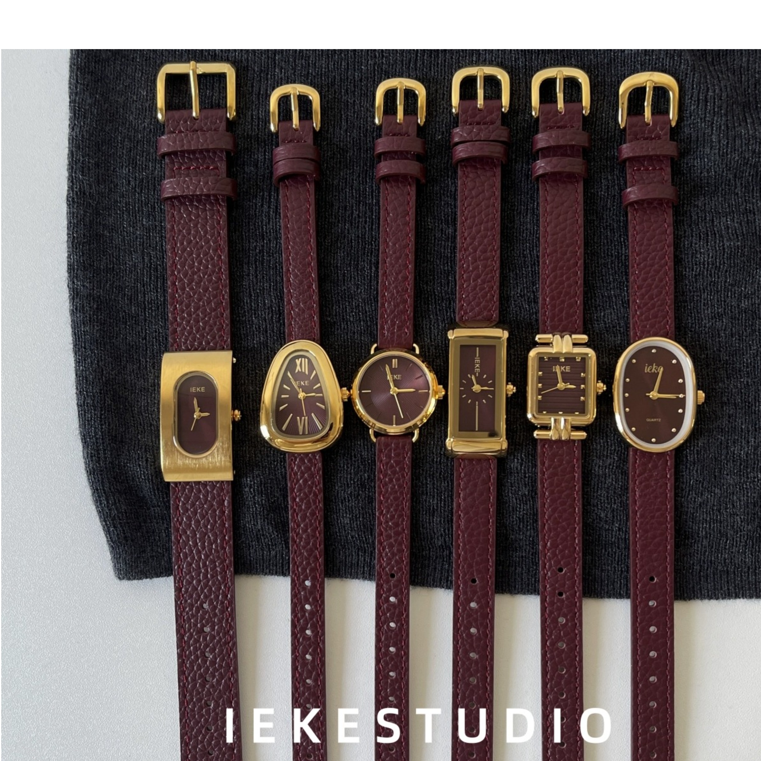 IEKE 中古风高级感时尚气质女士手表时髦复古vintage精致石英表详情32
