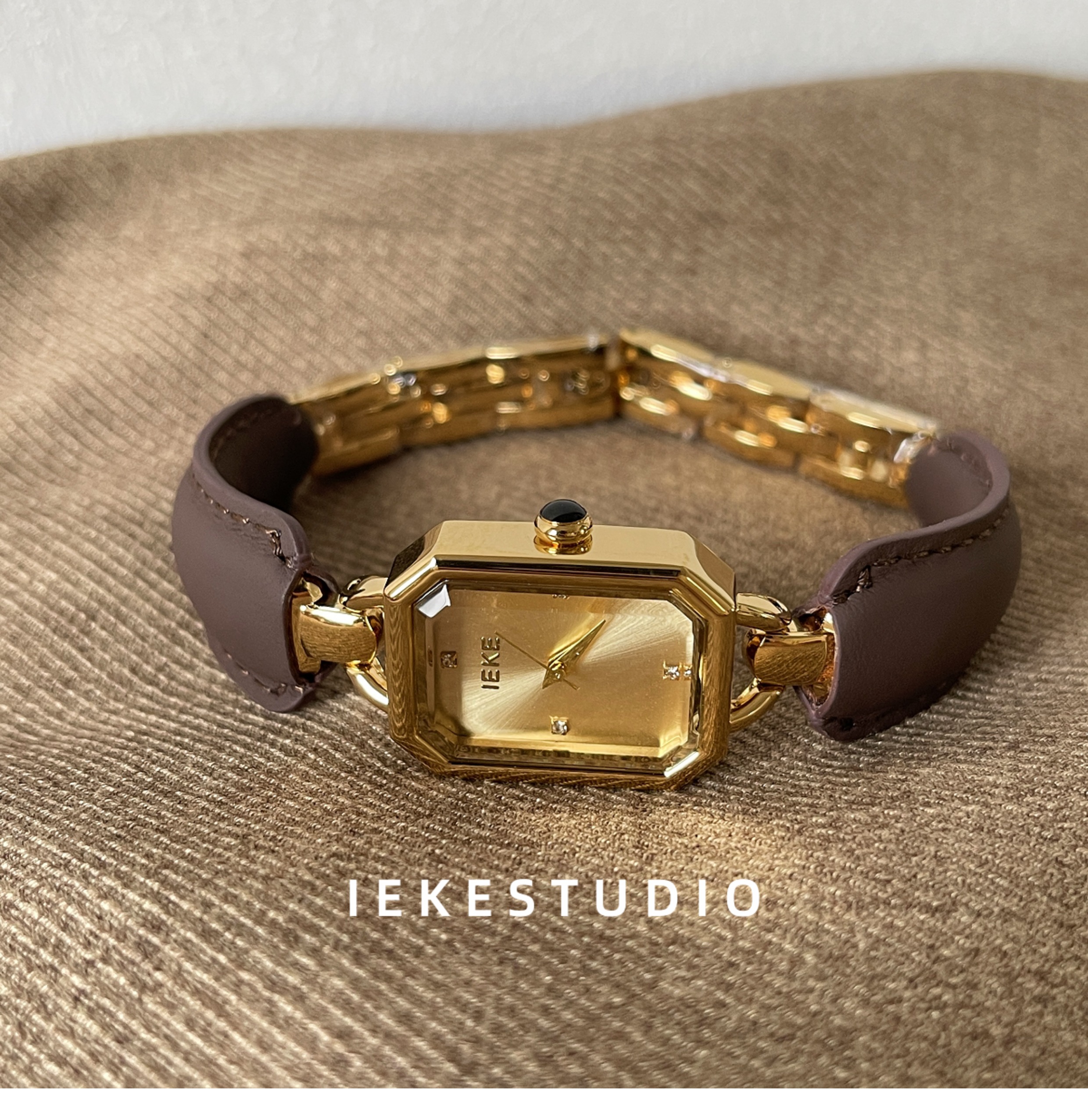 IEKE 中古风高级感时尚气质女士手表时髦复古vintage精致石英表详情2